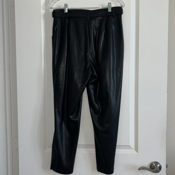 Marc New York Women’s Faux Leather Pants Size 6 – Belted, High-Waist, Black - Picture 5 of 6